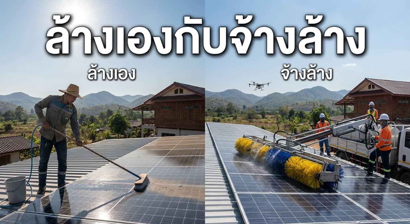 โซล่าเซลล์เลย: ล้างแผงเอง หรือ จ้างมืออาชีพ แบบไหนคุ้มค่ากว่า?